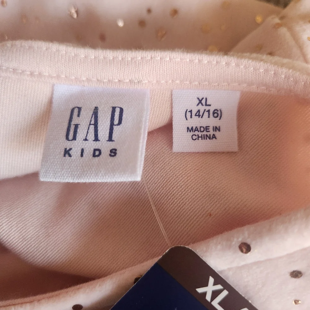 Girls Gap Dress Size 14 / 16 Pink Velour Gold Stars Long Sleeves